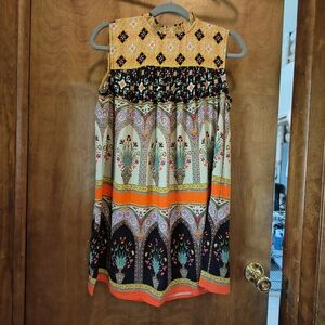 Conditions Apply Floral No-Sleeve Dress — Yellow Floral, Arches, Diamonds, Boho